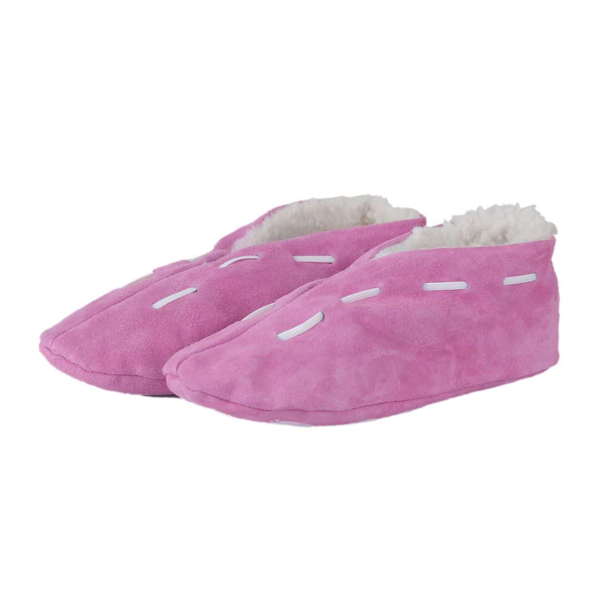 Wildleder Hausschuhe mit Fell & ABS Stopper – rutschfest & warm