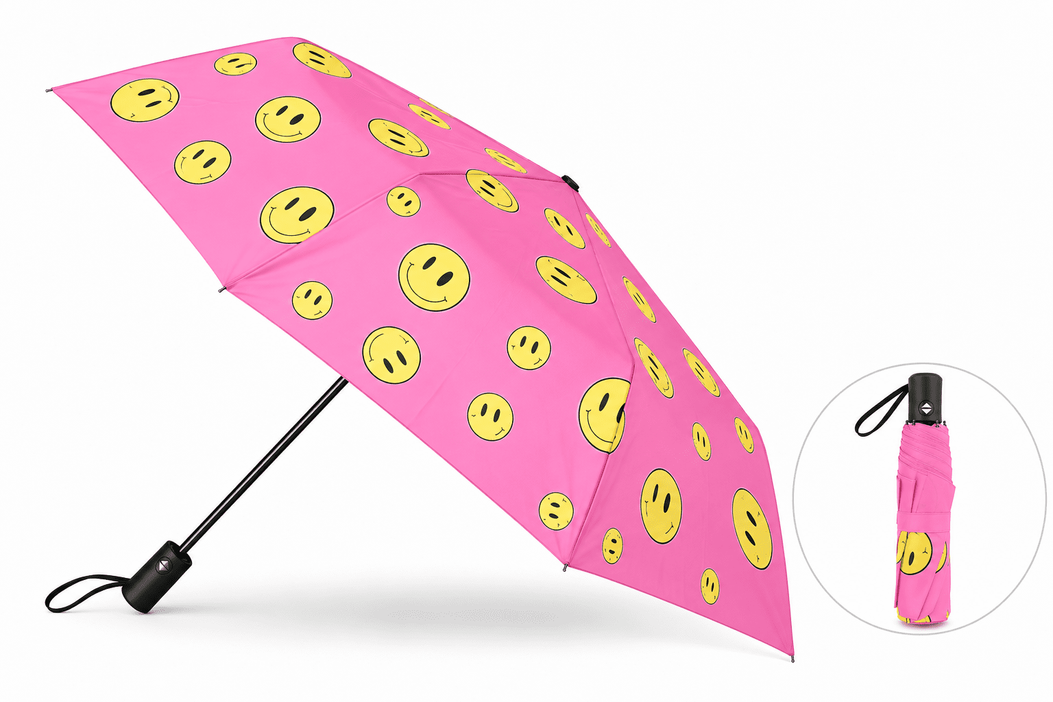 Taschenschirm "Happy Face" Regenschirm Rosa