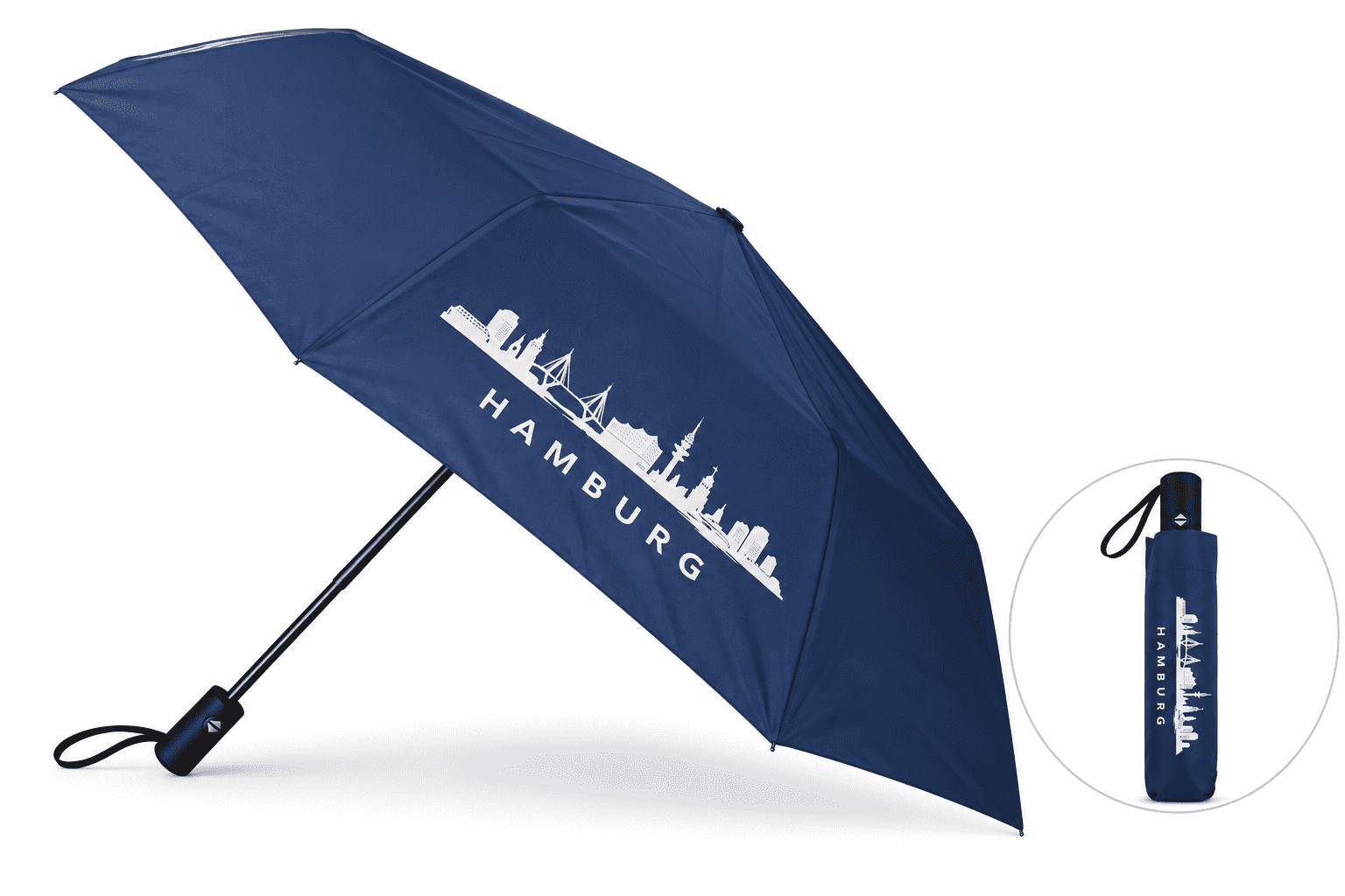 Taschenschirm "Hamburg Skyline" Regenschirm marine