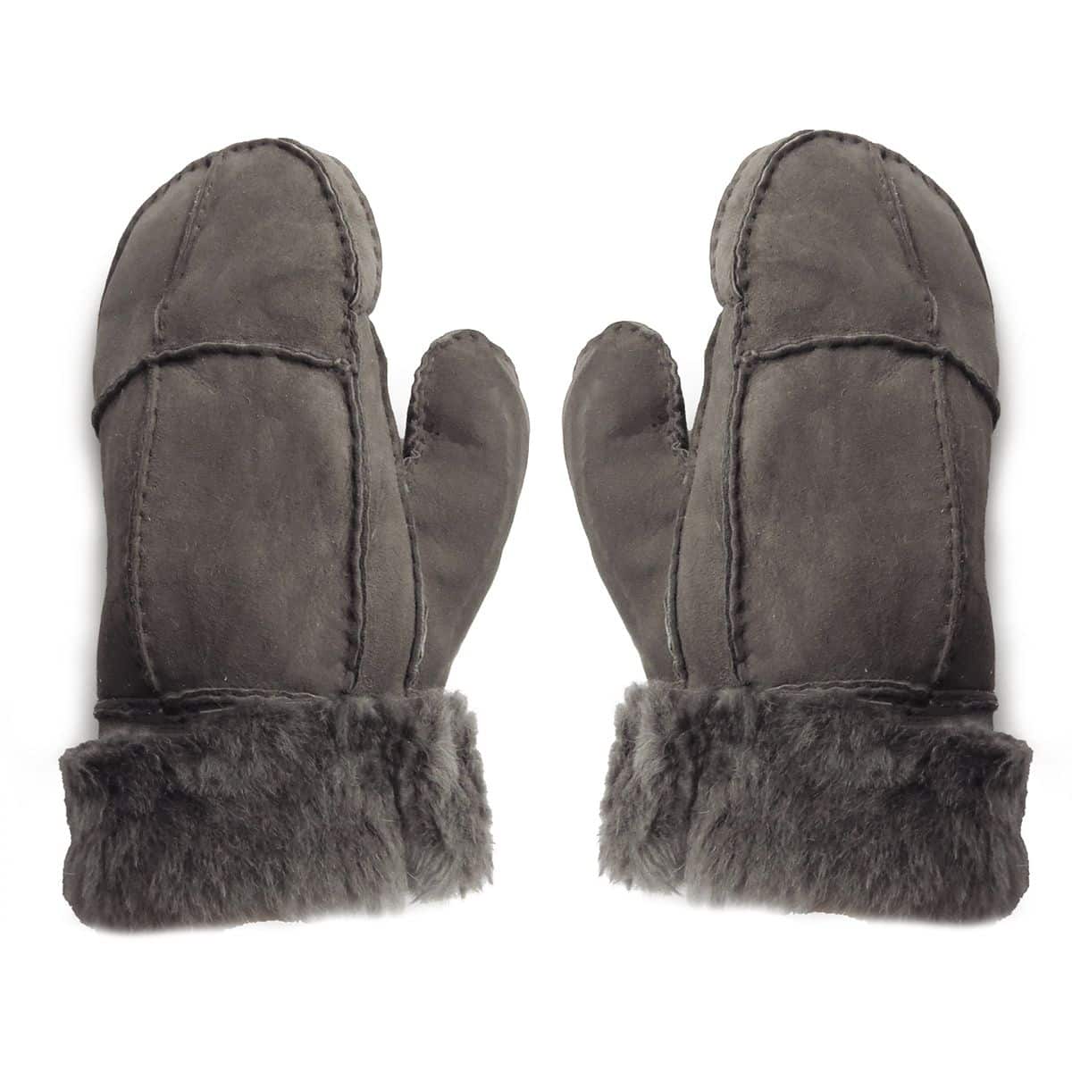 Fausthandschuhe Lammfell Schaffell echt Leder Patchwork Design Fäustlinge