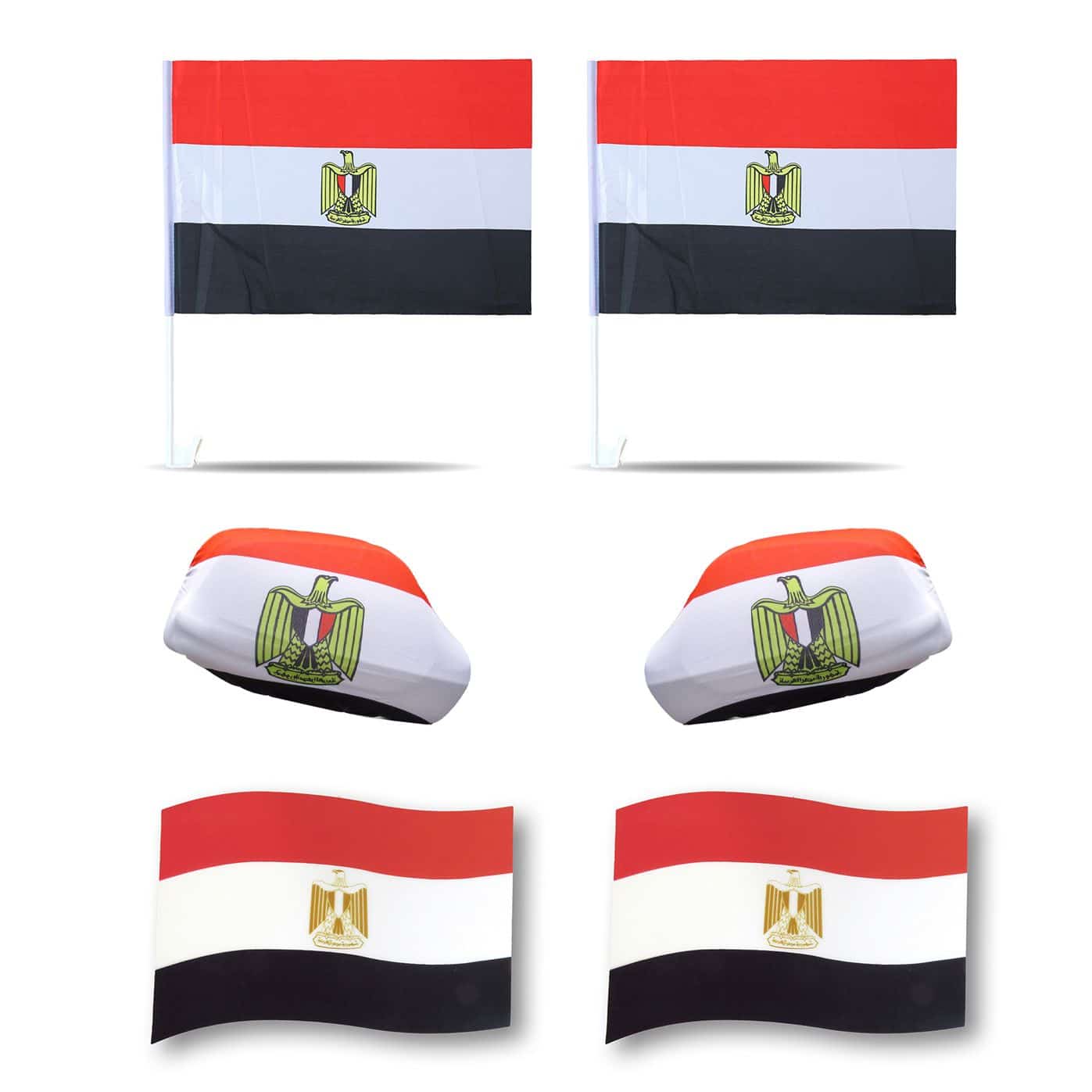 Fanpaket fürs Auto EM "Ägypten" Egypt Fußball 3D Magnet Außenspiegel Flaggen