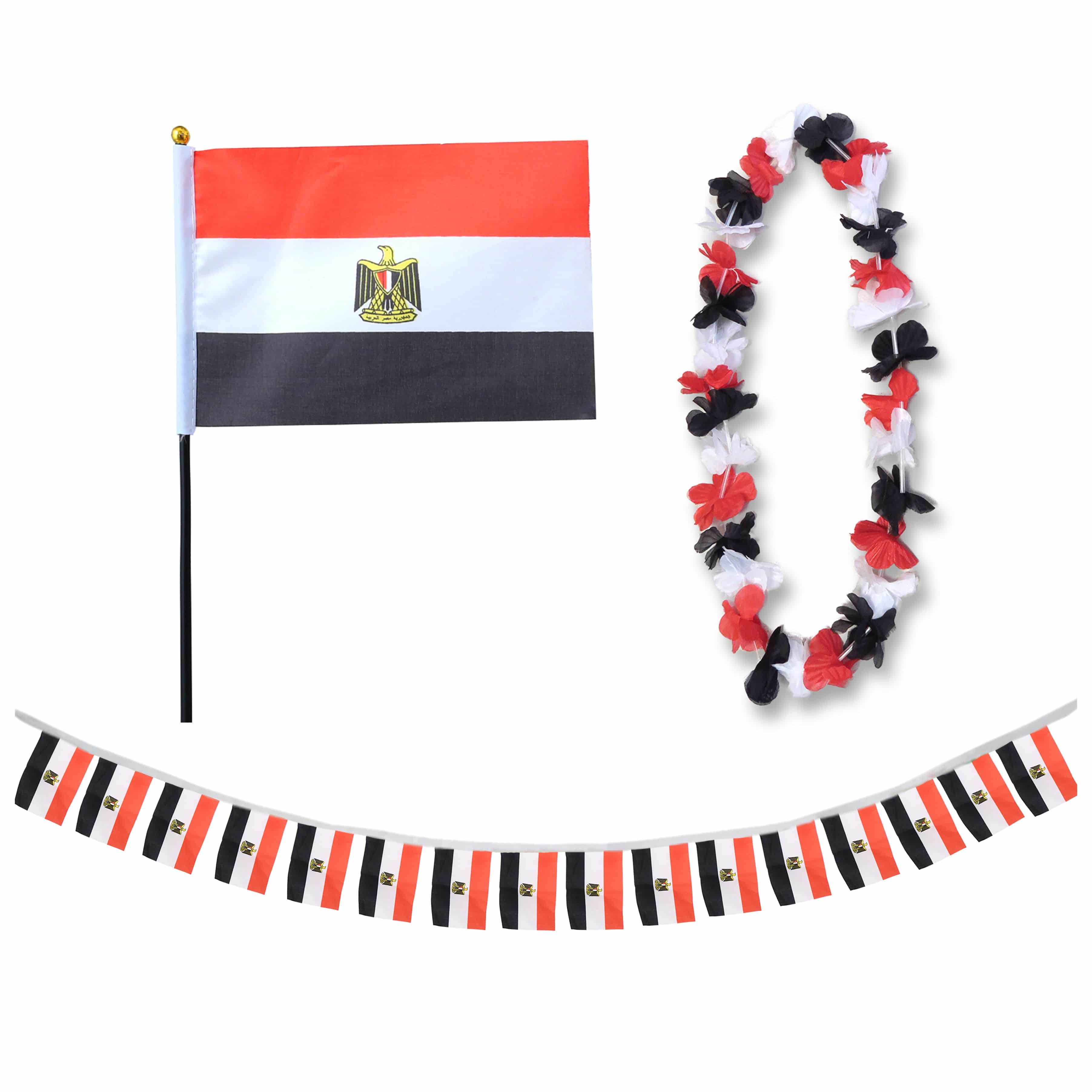 FANSET EM Fußball "Ägypten" Egypt Girlande Mini Hand Flagge Hawaiikette