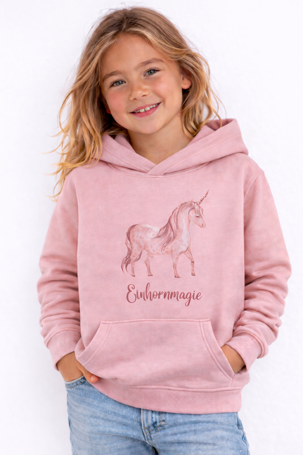 Kinder Hoodie Rosa „Einhorn Magie“ – mit Einhorn Print