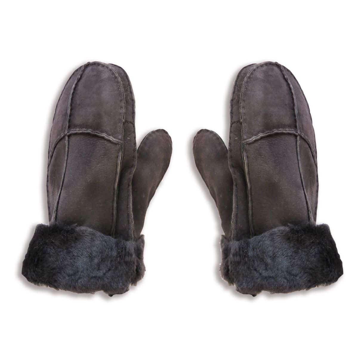 Fausthandschuhe Lammfell Schaffell echt Leder Patchwork Design Fäustlinge