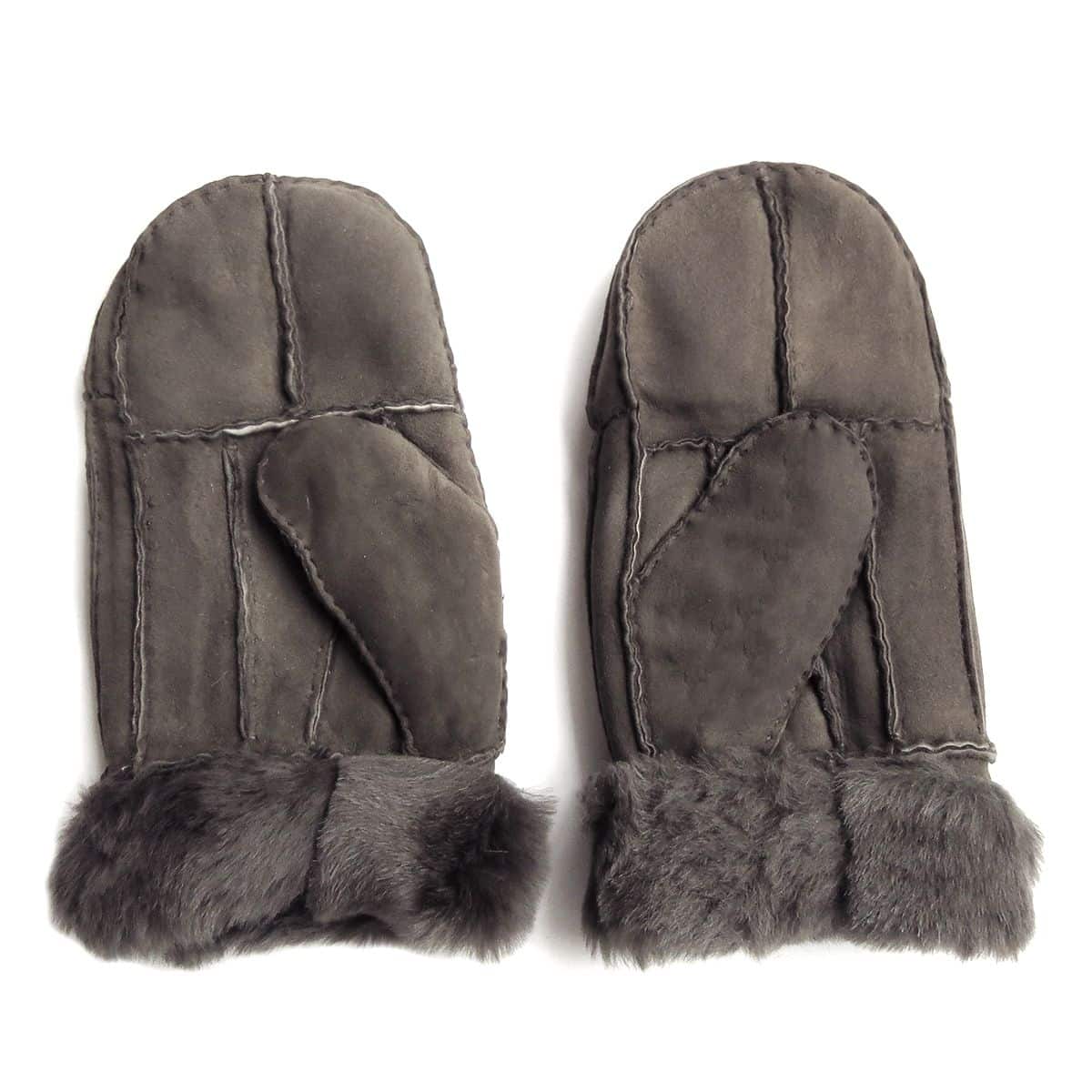 Fausthandschuhe Lammfell Schaffell echt Leder Patchwork Design Fäustlinge