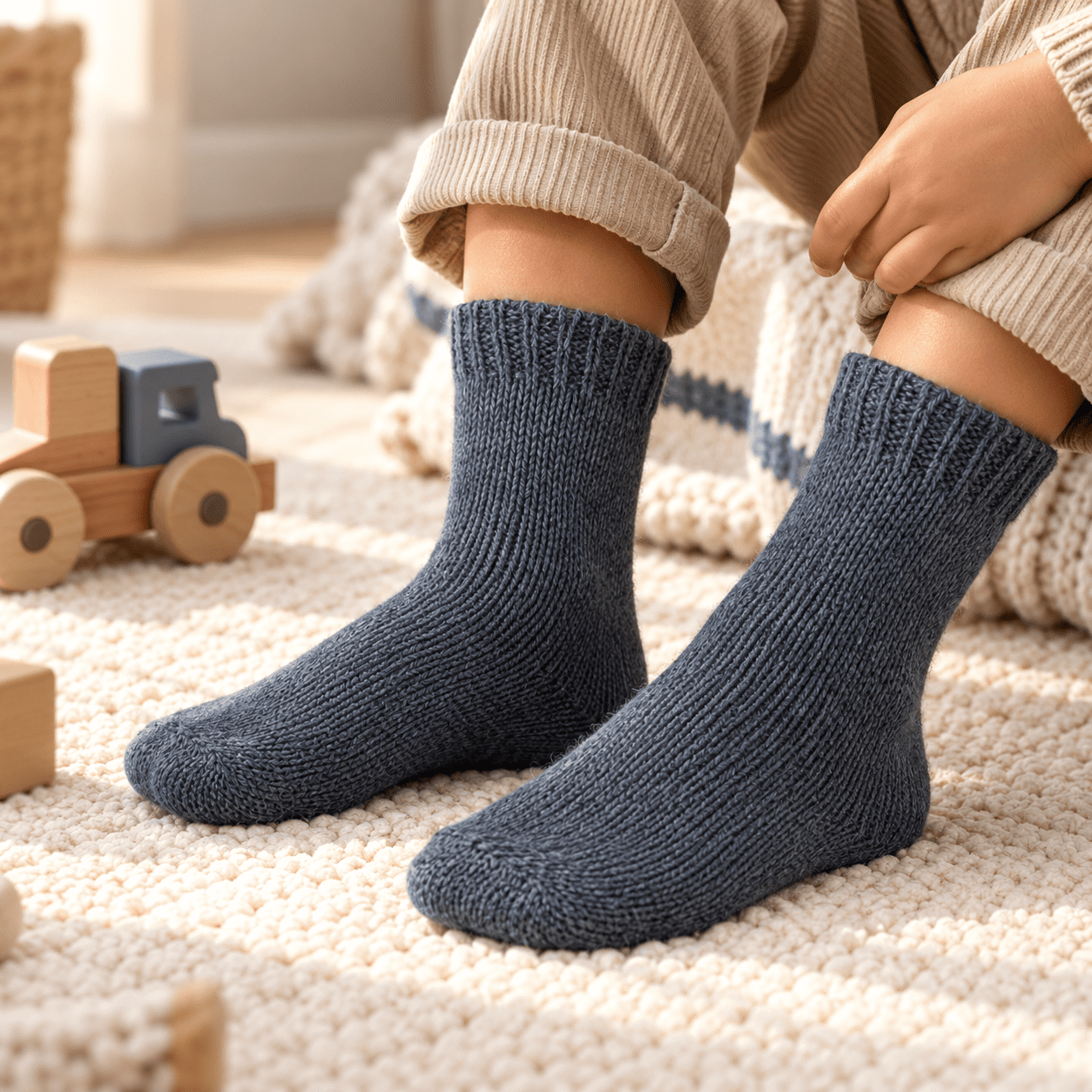 2 Paar Kindersocken Alpakawolle 92% unisex