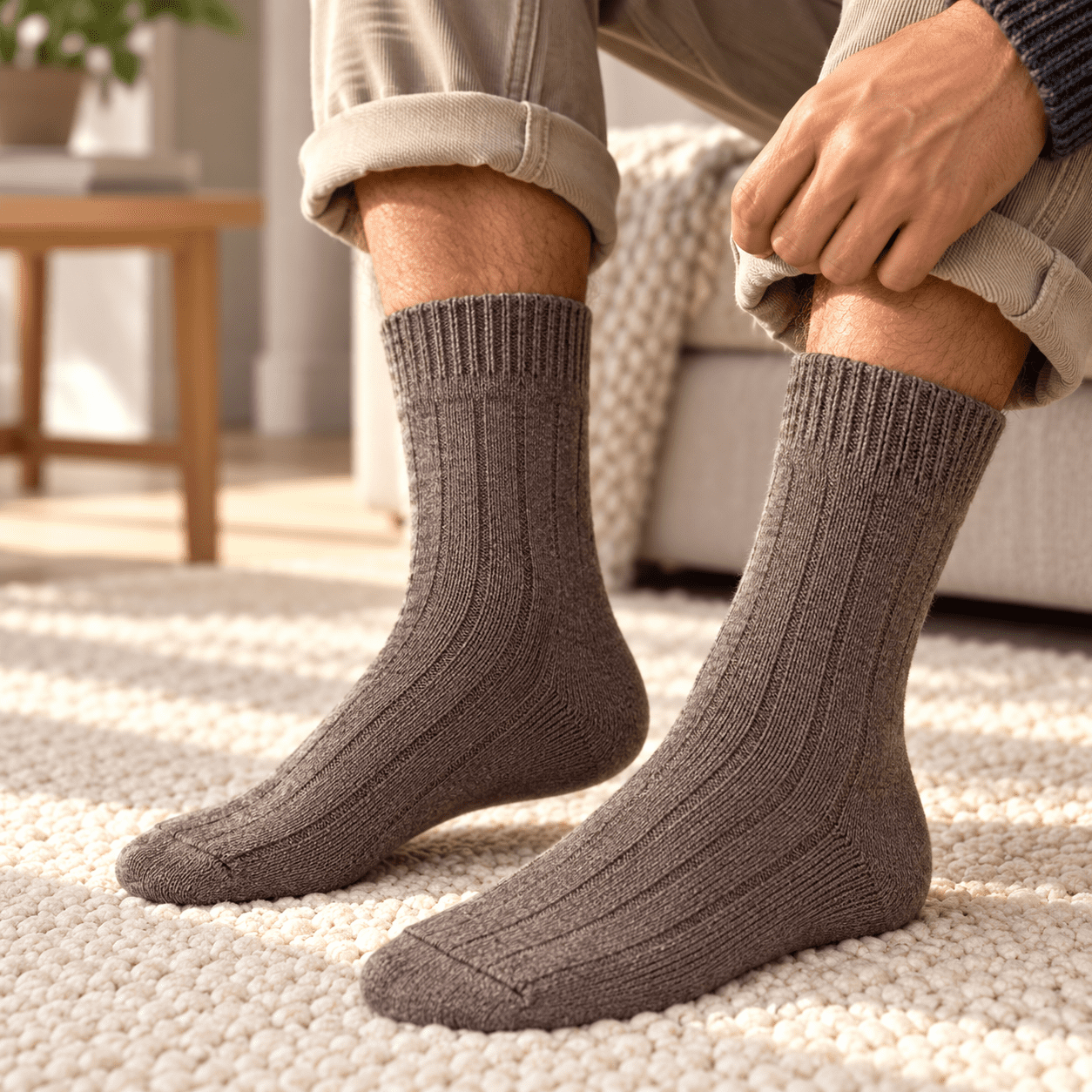 2 Paar Kaschmirsocken "Dünn" Wolle Kaschmir Unisex Warm