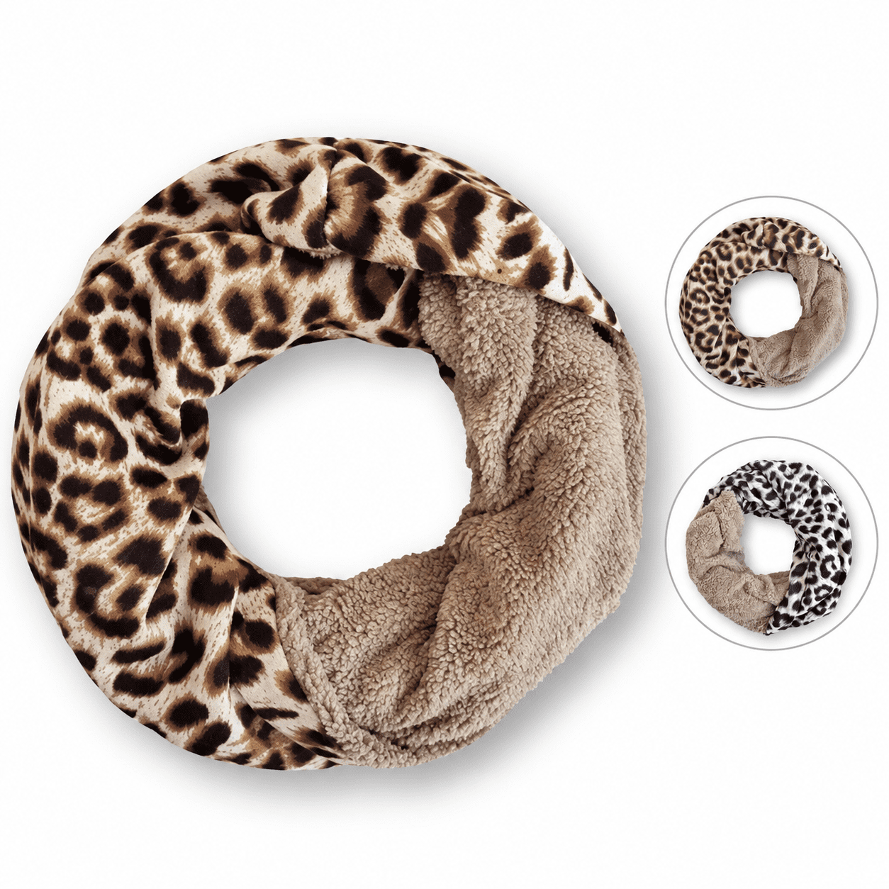 Loopschal Winterschal Kuschelfell Leopard Muster super weich