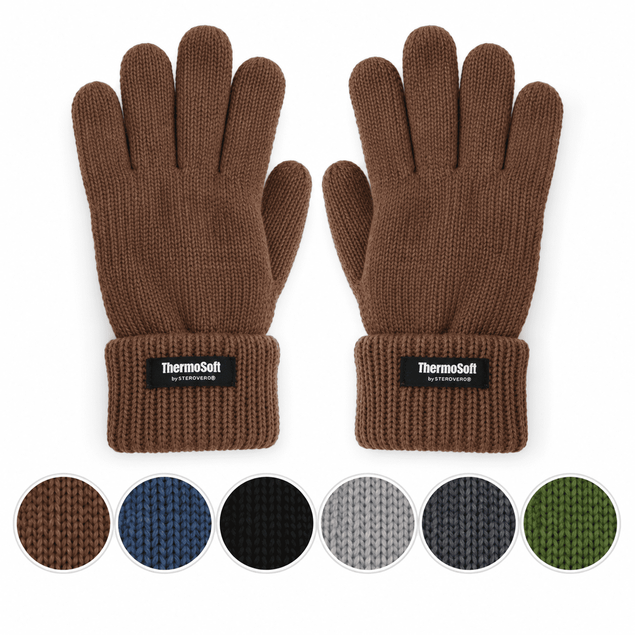 Strickhandschuhe Einfarbig Finger Umschlag Wolle Fleece Unisex