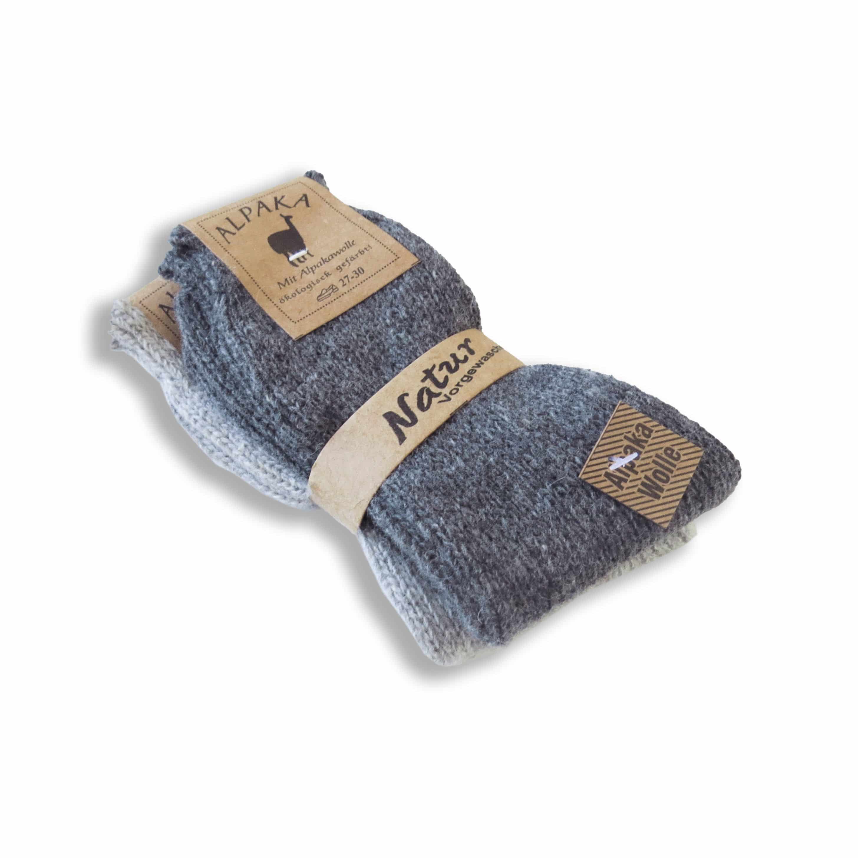 2 Paar Kindersocken Alpakawolle 92% unisex