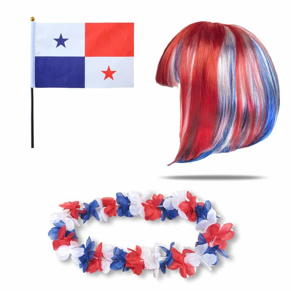 Fanset "Panama" Blumenkette Fahne Flagge Perücke Bob