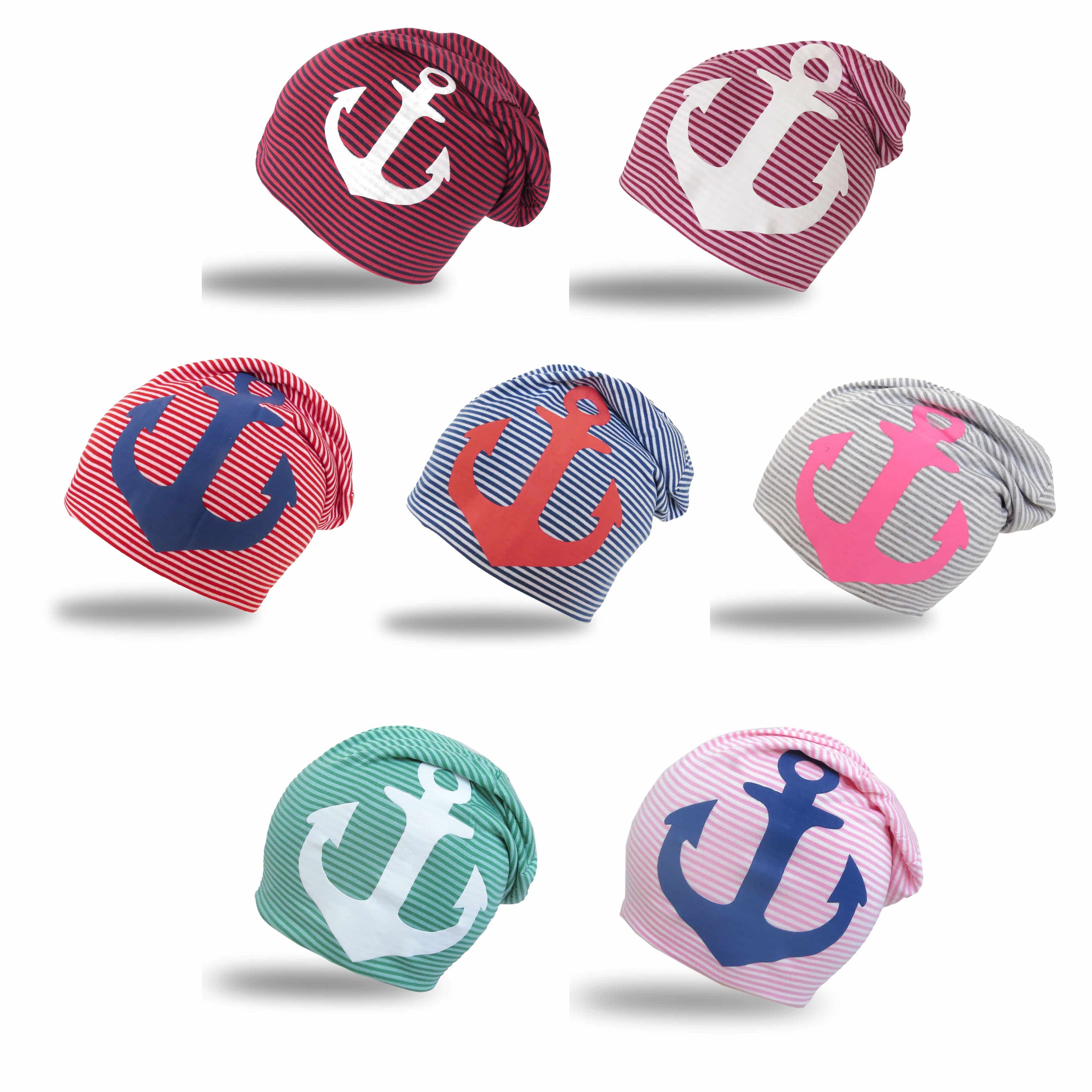 Beanie Mütze "Anker Maritim" Streifen Jersey Unisex