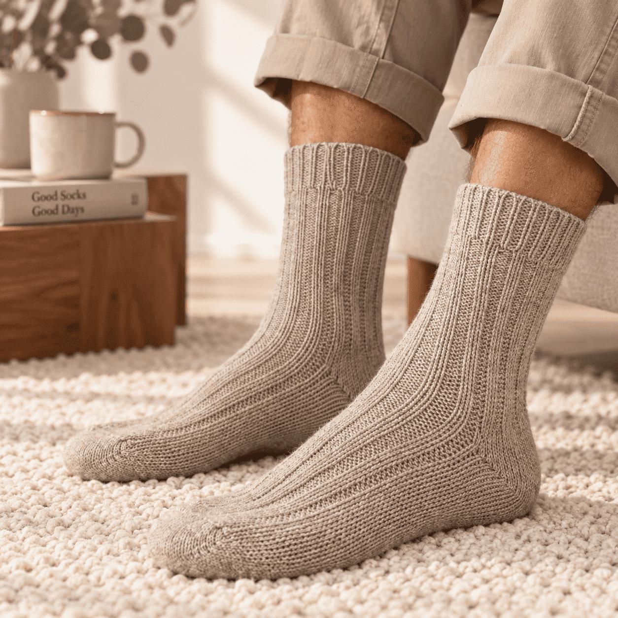 2 Paar Alpakasocke "Dick" Winter Warm Schaf Wolle