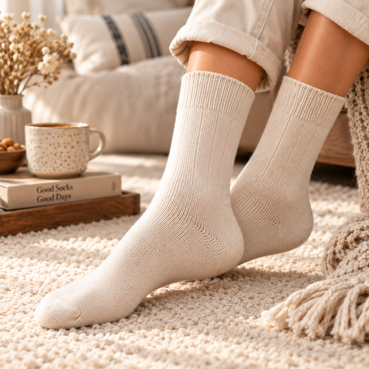 2 Paar Alpakasocke "Dünn" Winter Warm Schaf Wolle