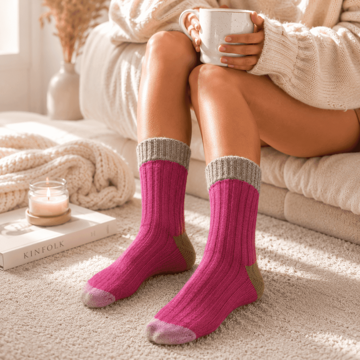 1 Paar Merinosocken Multicolor, bunte Farbauswahl